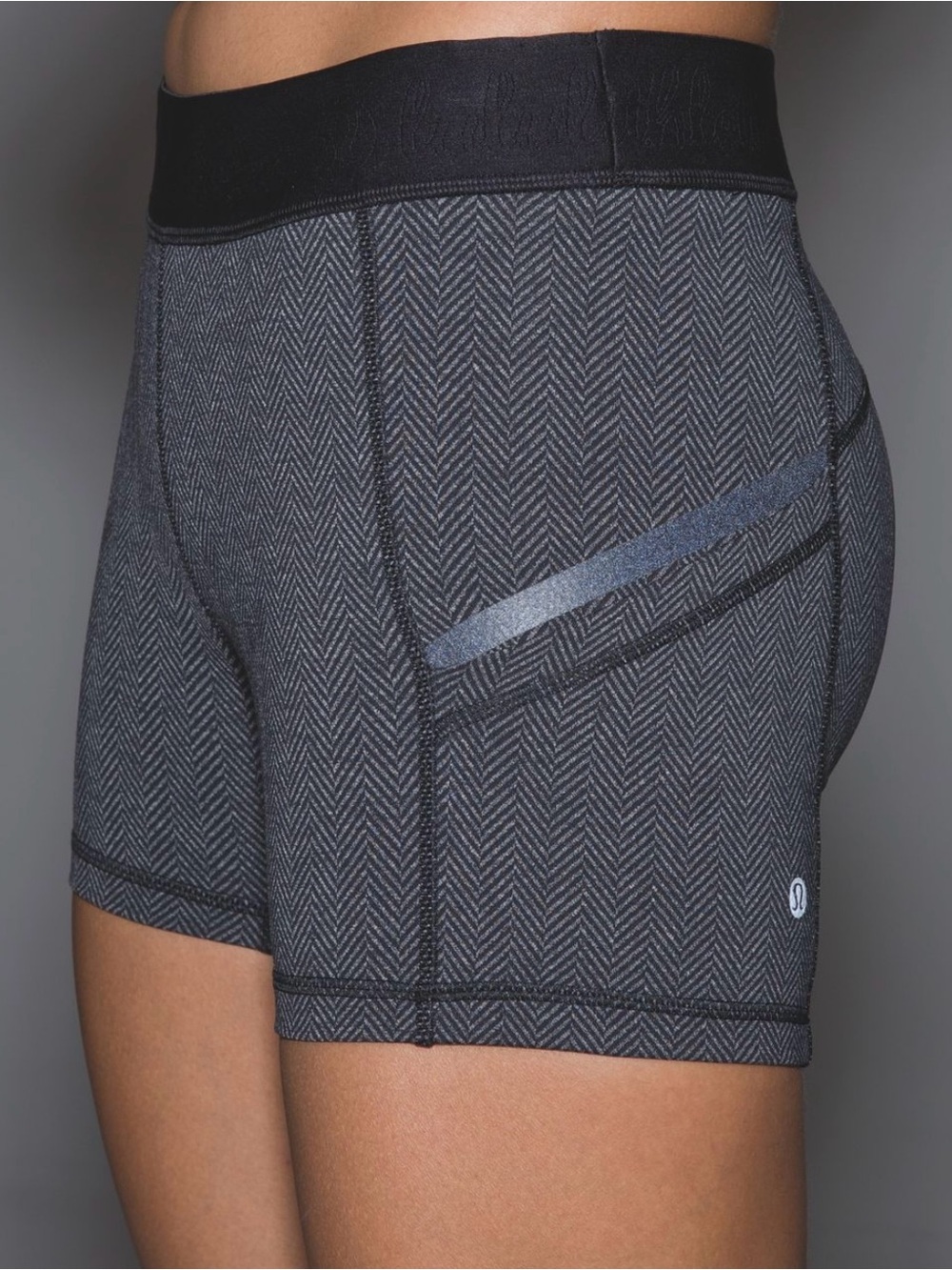 Lululemon- What The Sport Short- Size 8- Black Heathered Herringbone